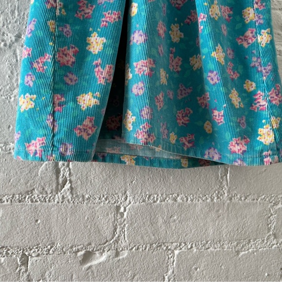 Vintage Oshkosh B’Gosh Corduroy Overall Jumper Dress 6 Blue Pink Floral USA Made - Picture 5 of 14